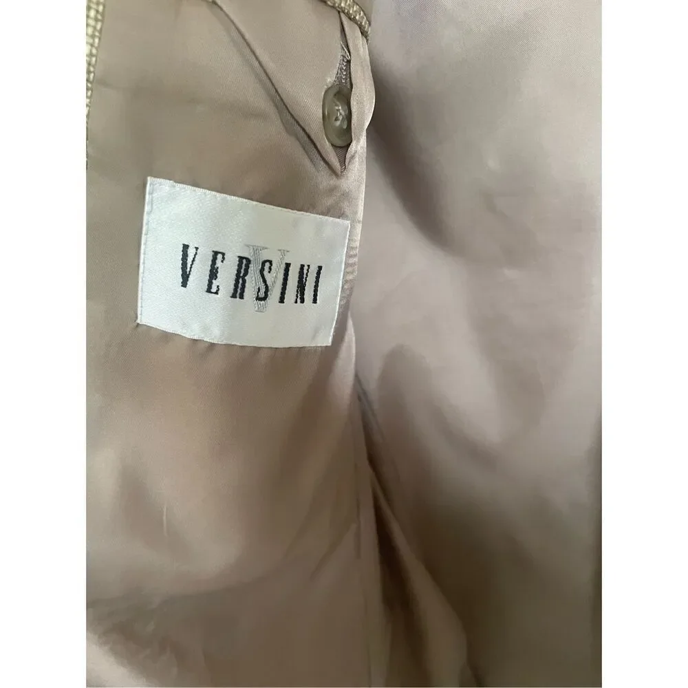 Versini 100% Silk Sport Coat Blazer Jacket Men’s 39 Long Beige/ Tan/ Woven